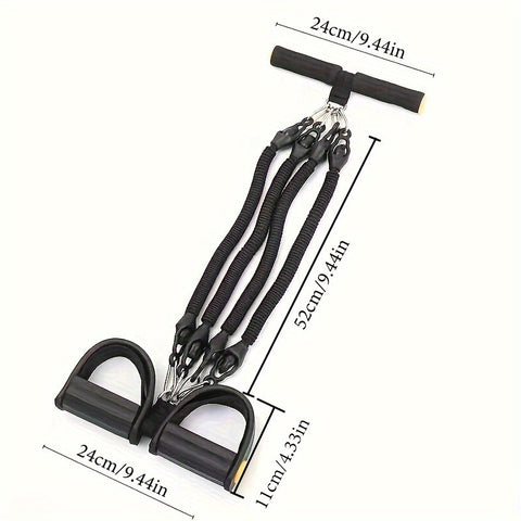 A Set Of Adjustable Resistance Tension Bands With Foot Pedals And Handles, High Resistance Level, Anti Fall, Suitable For Fitness Training, Body Stretching, And Abdominal Muscle Exercises