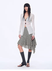 Tencel Acetate Plaid Irregular A-Line Skirt"Full-Level Ballet"