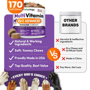 Dog Multivitamin Chewable Dog Vitamins And Supplements With Glucosamine 170 Chews Hip & Joint Immune Support Skin & Coat Gut & Heart Health Senior & Puppy Multivitamin Supplement