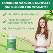 Moringa Capsules, Pura Moringa Leaf Energy, Metabolism & Immune Support, Healthcare Supplement & Vitamins 60pcs Dietary Supplement Capsules