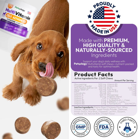 Dog Multivitamin Chewable Dog Vitamins And Supplements With Glucosamine 170 Chews Hip & Joint Immune Support Skin & Coat Gut & Heart Health Senior & Puppy Multivitamin Supplement