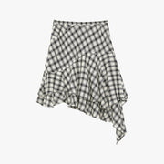 Tencel Acetate Plaid Irregular A-Line Skirt"Full-Level Ballet"