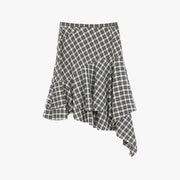 Tencel Acetate Plaid Irregular A-Line Skirt"Full-Level Ballet"
