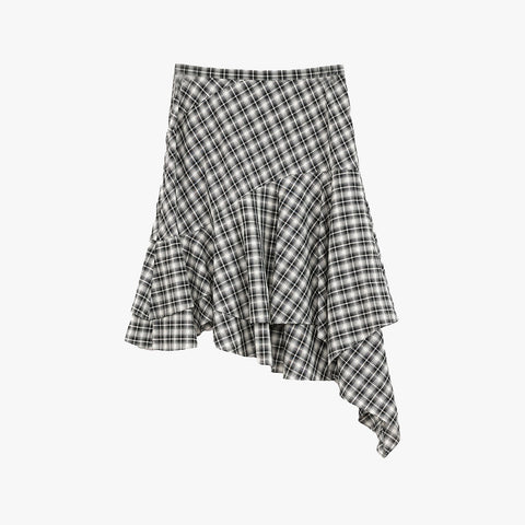 Tencel Acetate Plaid Irregular A-Line Skirt"Full-Level Ballet"