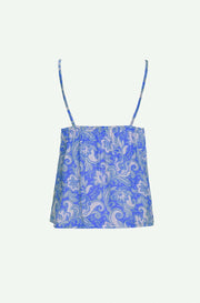 Satin Top in Paisley Print Print in Blue